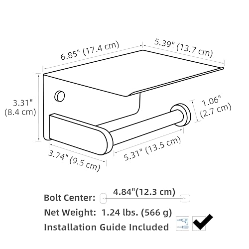 Toilet Paper Holder with Phone Shelf, APLusee SUS 304 Stainless Steel Bathroom Tissue Holder, Wall Mounted Roll Paper Dispenser, Brushed Nickel - color: Brushed Nickel, size: Single Rod