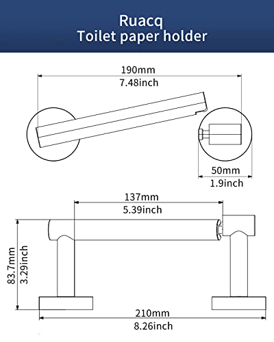 Ruacq Toilet Paper Holder Brushed Grey Double Post Pivoting Round Tissue Holders Roll Holder Hangers Toilet Paper Holders SUS 304 Stainless Steel Modern Wall Mounted - color: Brushed Nickel, size: Classic