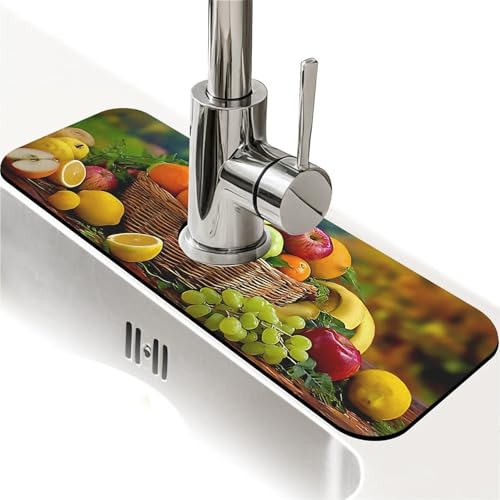 Faucet Fast Absorbent Pad - Colorful Fruit Apple Orange Banana , Suitable For Kitchen, Bathroom, Island And Other Scenes - color: Colorful Fruit apple orange banana