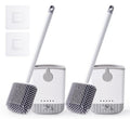 HONOVA Silicone Toilet Bowl Brush with Holder, 2 Pack, White | Ventilated Holder, Floor Standing & Wall Mounted, Toilet Cleaner Brush for RV Travel, Camper, Family Bathroom - style: 2 Pack