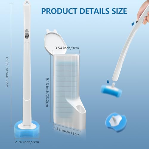 2 Pack Disposable Toilet Bowl Cleaner Wand and Holder Kit with 72 Refills | Toilet Cleaning System-2*16.81" ABS Handle Holder, 72 Replacement Heads for House, Apartment, RV Bathroom Cleaning - color: 2 Pack White Toilet Brush Set