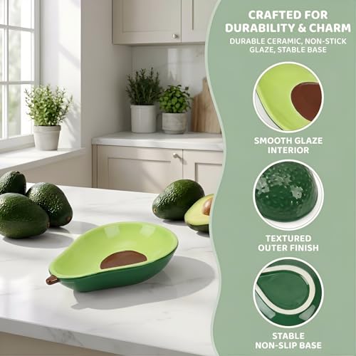 Tlence 4 Pack Cute Avocado Candy Dish for Office Desk, 6 OZ Small Ceramic Candy Bowl for Office, Mini Dipping Bowls for Charcuterie Board, Decorative Catchall Key Bowl for Entryway Table