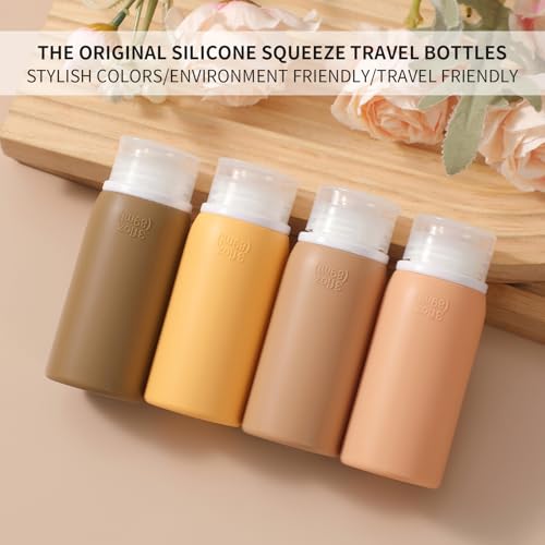 Muslish 21 Pack Travel Bottles for Toiletries, Leak-Proof TSA Compliant Silicone Travel Size Containers for Shampoo and Conditioner, BPA Free with Toiletry Bag (Apricot) - color: Apricot