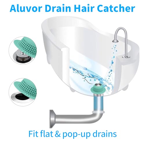 Aluvor Shower Drain Hair Catcher Bathtub Drain Cover Sink Drain Protector | Bathroom Sink & Bathtub Drain Strainer for Pop-Up & Regular Drains, Silver Aqua - color: Silver Aqua