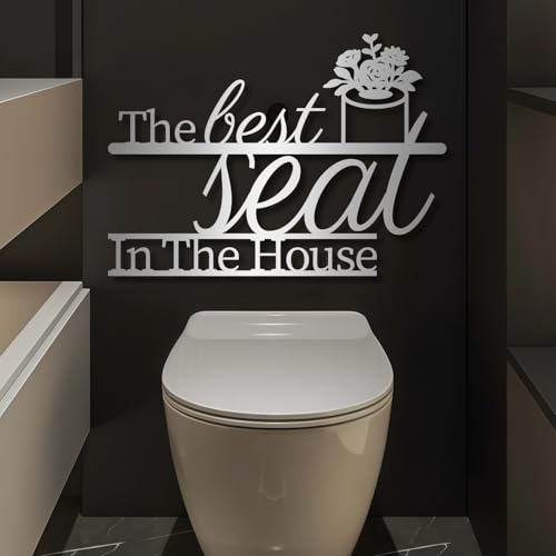 Maclou Bathroom Metal Wall Art, The Best Seat in The House Wall Art, Funny Metal Toilet Wall Art, Bathroom Wall Decor Funny, Metal Wall Decor (Silver,35"x25" / 90x64cm) - color: Silver, size: 35"x25" / 90x64cm