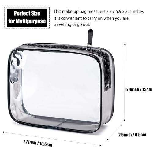 MODENGKONGJIAN TSA Approved Toiletry Bag, 3 Pcs Clear Toiletries Bags Quart Size Travel Makeup Cosmetic Bag for Women Men, Carry on Airport Airline Compliant Bag (Matte black) - color: Matte black