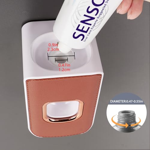2 Slot Plastic Toothbrush Holder and Toothpaste Dispenser Wall Mounted, Automatic Toothpaste Squeezer, 2 in 1 Tooth Brush Toothpaste Organizer for Shower (Brown) - color: Brown - Type B, size: 1