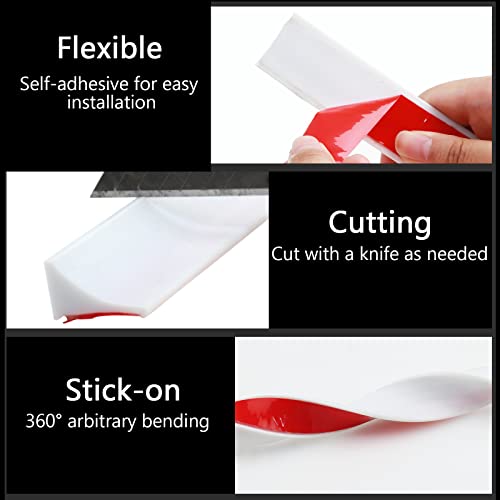 New Collapsible Shower Threshold Water Dam, Self Adhesive Silicone Waterproof Barrier Bathroom and Kitchen Water Strip Dam Shower Guard for Dry And Wet Separation Caulk Seal Strip Edge Trim(White) - color: White, style: 39Inch