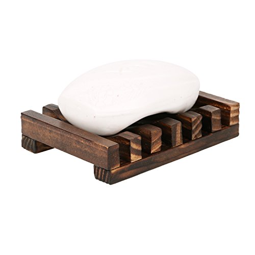 Anwenk Wooden Soap Dish Soap Holder Saver Tray for Bathroom Shower Kitchen Drainer Hand Craft Rectangular for Soap,Sponges and More (1Pack) - color: Bronze