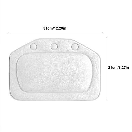 Bath Pillow, Bathtub Head Neck Support, Soft Foam Padded Spa Tub Headrest Back Shoulders Support Cushion Bathroom (White) - color: White