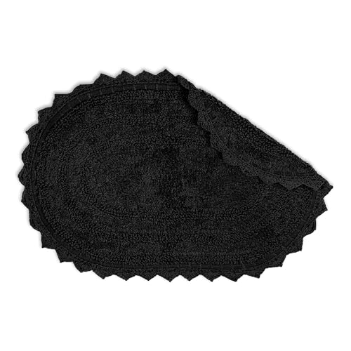 DII Crochet Collection Reversible Bath Mat, Small Oval, 17x24, Black - color: Black, size: 1'5" x 2' (Oval)
