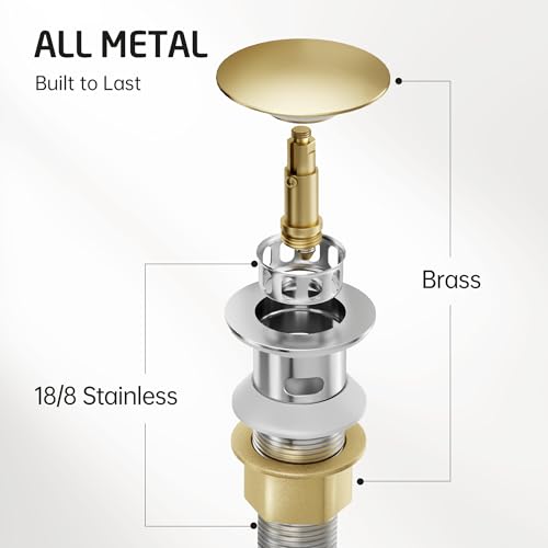 KES All Metal Bathroom Sink Drain with Strainer Basket Hair Catcher Anti Clog Pop Up Drain Stopper for Vanity Vessel Sink with Overflow, Rustproof 18/8 Stainless Steel Polished Chrome S2013A-CH - color: Polished Chrome, style: for sink WITH overflow,1-pac