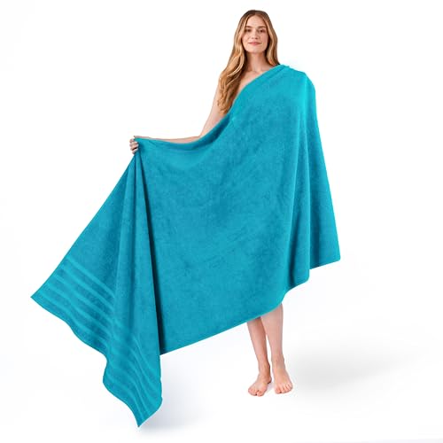 American Soft Linen 100% Cotton Luxury Turkish Towels, 35x70 XL Bath Sheet | Soft Absorbent Quick Dry OEKO Tex Standard 100 Certificated Durable Machine Washable Breathable Premium Hotel Quality - color: Aqua Blue, size: 35"x70"