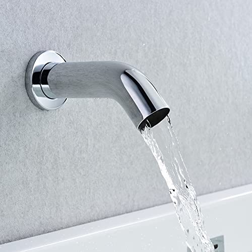 SUMERAIN 3 Handle Shower and Tub Faucet Set, Chrome | Wall Mounted, Waterfall Tub Spout, 8" Rain Shower Head, Brass Rough-in Valve, Cross Handle - color: Chrome