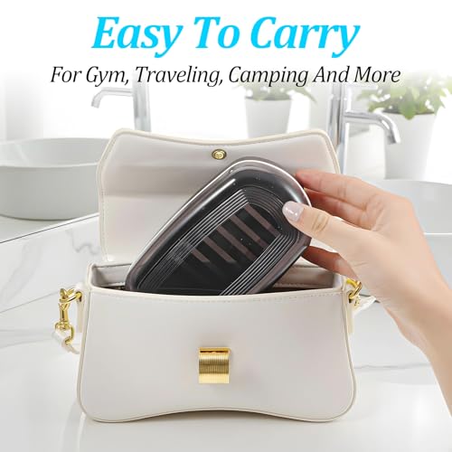 Shampoo Bar Holder Leak-Proof Travel Soap Case Black Soap Dish with Draining Layer, Multi-Use Large Soaps Box for Shampoo Bars Travel, Camping, Gym, Bathroom