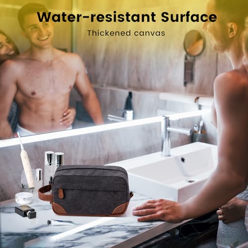 Vorspack Travel Toiletry Bag - Hanging Toiletry Bag for Men Water Resistant Canvas Shaving Bag with Large Capacity for Travel - Dark Grey - color: Dark Grey, size: Medium