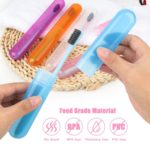 6 Pack Travel Toothbrush Case, Breathable Portable Toothbrush Holder, Plastic Toothbrush Cover Container for Couples Valentine Gifts, Traveling, Bathroom, School, Home, Business, Camping - color: Red+Blue+Orange+Purple+Pink+Lucency