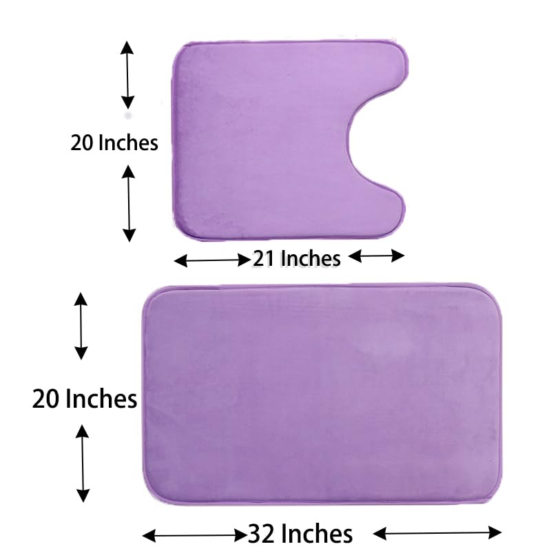 Madeals Memory Foam Bathroom Toilet Rug Set 4 Piece with Toilet Lid Cover and Tank Covers Teal Lavender - color: Lavender