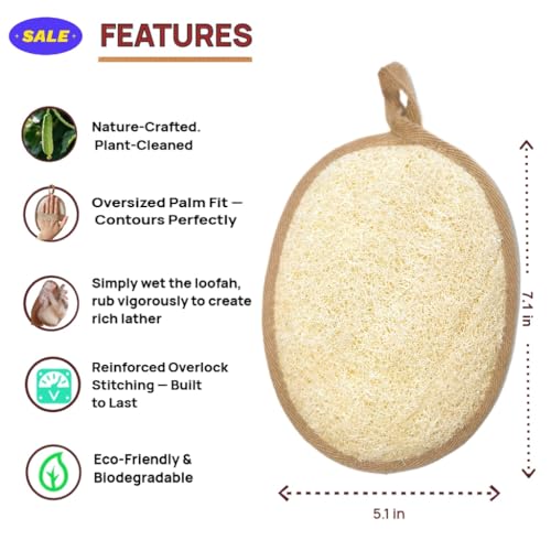 Premium Egyptian Loofah 3-Pack-3-Color Individual Hygiene Set for Family,Natural Organic Exfoliator Body Scrubber,Skin-Friendly Spa Bath Sponge with Hand Strap for Deep Cleansing - color: White,brown,black