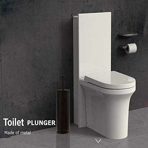 Bronze Toilet Plunger with Holder for Bathroom Metal Canister Holder Drip Cup, Heavy Duty, Deep Cleaning,Quick Dry Bronze - color: Bronze Plunger B