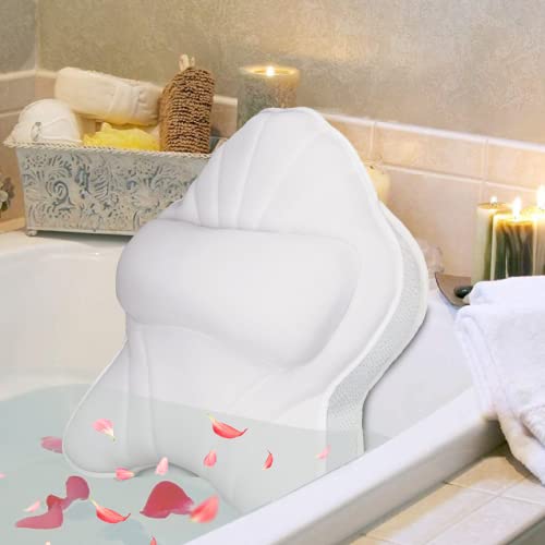 Poemland Extra Thick Large Bath Pillow with Neck,Back,Head Support for Bathtub, Spa, Soaking White(19''x15'') - size: White(19''x15'')
