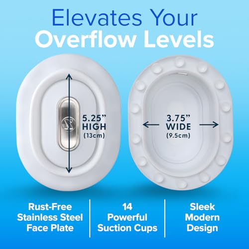 SlipX Solutions Better Soak, Overflow Drain Cover, Adjustable Bathtub Depth Extender, Fits All Drain Types for The Deepest Baths, Silicone, White