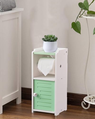 AOJEZOR Toilet Paper Holder Stand: Freestanding PVC Cabinet Storage for Small Bathroom Spaces for Homes and Renters-Mint Green - color: Mint Green, size: 15.4 inch H