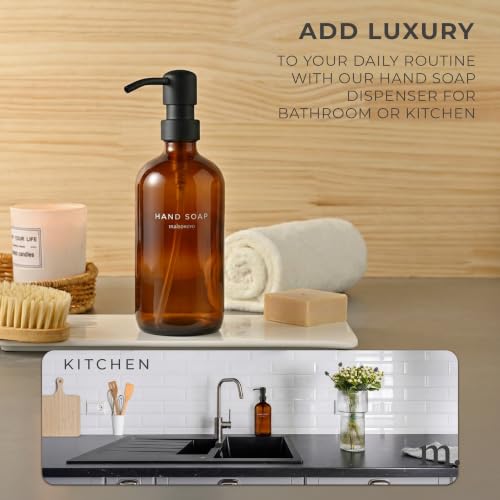 MaisoNovo Soap Dispenser 1-Piece Set | 16.9oz Amber Bottles with Black Plastic Pumps - color: Amber/Black