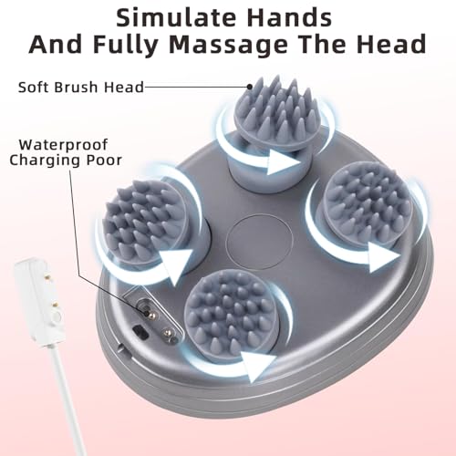 cotsoco Electric Pet Cat Massager for Cats and Dogs Care with 8 Massage Heads, Handheld Cordless Head Scratcher Scalp Massager for Hair Growth, Deep Clean and Stress Relax, Gifts for Women, Men,Pets