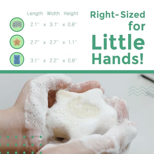 myHomeBody Konjac Sponge, Bath loofah, 3pc, Elephant, Bear & Star | Natural Safe Plant-Based, Cute Shapes Bath Sponge for bathing, Shower Sponge for bath, Body Loofah, Shower Loofah, Face Luffa - color: Elephant,bear,star