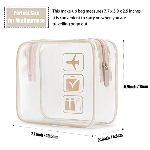 MODENGKONGJIAN TSA Approved Toiletry Bag, 3 Pcs Clear Toiletries Bags Quart Size Travel Makeup Cosmetic Bag for Women Men, Carry on Airport Airline Compliant Bag (Flesh Pink) - color: Flesh Pink