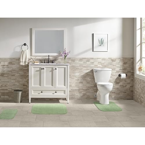 Garland Rug Sedona Bath Rug, Soft Absorbent Plush Bath Rugs, Non-Slip, Quick Drying, Machine Washable, Comfort for Bathroom Floor, Tub and Shower, 3 Piece Bathroom Rug Set (No Lid) Deep Fern Green - color: Deep Fern, size: 3 Piece Rug Set (No Lid)