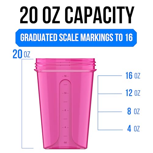 VELOMIX -2 Pack- 20 oz Protein Shaker Bottles for Protein Mixes - 2x Wire Whisk | Leak Proof Shaker Cups for Protein Shakes and Pre Workout | Protein Shaker Bottle Pack (A6) Black/Pink - color: A6) Black/Pink