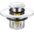 LEKEYE Tub Stopper | Shower Drain Hair Catcher | Pop-up Drain Stopper with Strainer | Bathroom Bathtub Plug | Drain Protector for 1-1/2 to 1-3/4" Bath Drain Hole - color: Silver