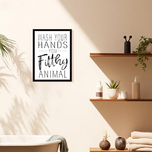 Urmoya Funny Quote Sign Black and White Bathroom Decor Wall Art 12x16 in | Wood frame, Rustic sign decoration art prints, Minimalist wall art, Ready to hang, for bathroom toilet kitchen restroom - color: Letter, size: 16"L x 12"W