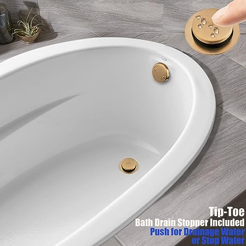 Artiwell 1-1/2'' Black Tubular Bath Drain Kit with Tip-Toe Bath Drain Stopper & Overflow Plug, Champagne Bronze - color: Champagne Bronze