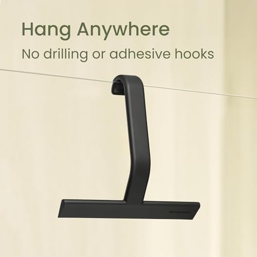 dancemoon JustHang Shower Squeegee for Glass Doors, All-One-Piece Award-Winning Silicone Squeegee with Built-in Hook for Bathroom, Window, Mirror, Tile Wall,Car, Streak-Free Cleaner Tool,10-Inch Black - color: Classic Black, size: 10 Inches