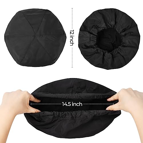 Shower Cap for Men Black Bath Cap, Reversible Terry Lined Large Waterproof Adjustable Shower Caps Elastic Band Stretch Hem Hair Hat for braids - color: BLACK