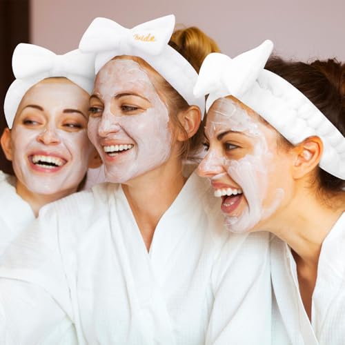 Semato Bachelorette Party Favor Set Bride and Bridesmaid Spa Headband Skincare Headbands for Women Gifts and Party Supplies (1 bride+7white) - color: 1 bride+7white
