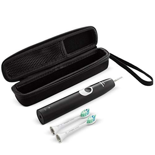 Toothbrush Case for Sonicare 5300 4100 5100 6100, Oral-B 1000, AquaSonic | Protective hardshell fits top electric toothbrushes. water-resistant storage pouch with charger mesh pocket, wrist strap.