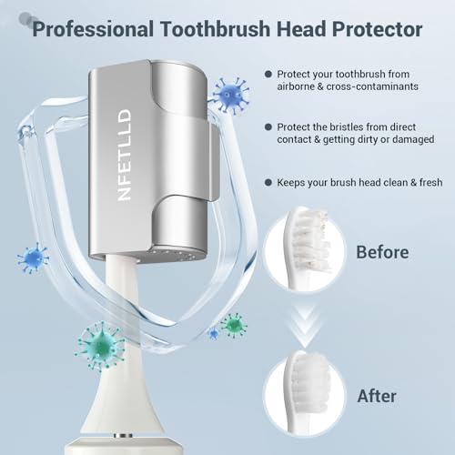 Aluminum Alloy Toothbrush Cover Cap, Long-lasting Toothbrush Head Covers Travel Toothbrush Protector Case for Electric and Manual Brushes, 4 Pcs, Silver+Blue+Pink+Gray - color: Silver+Blue+Pink+Gray