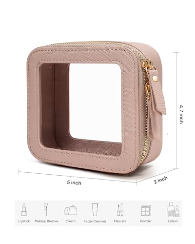 Travel Clear Makeup Bag Set, TSA Approved Cosmetic Bag Case with Zipper Portable Makeup Pouch Toiletry Bag Traveling Cosmetic Organizer Storage Bag Car Organizer Car Essentials - color: N-Dark Pink