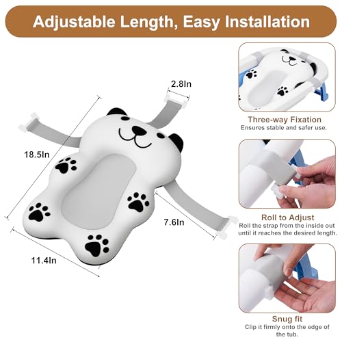 Dog Bathing Comfort mat– Floating Soft Non-Slip Pad with Adjustable Safety Straps for Small & Medium Dogs, Soothing Bathtub Cushion for Pets