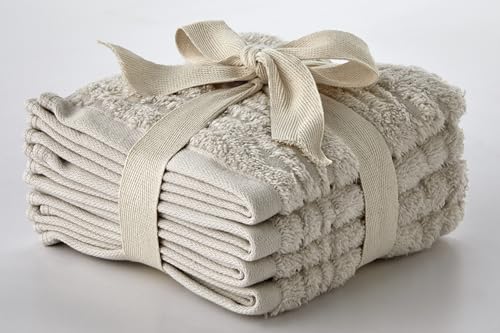 SKL Home CloudSoft Cotton Luxury 4-Piece Washcloth Set, Oatmeal - color: Oatmeal, style: Wash Cloths (Set of 4)
