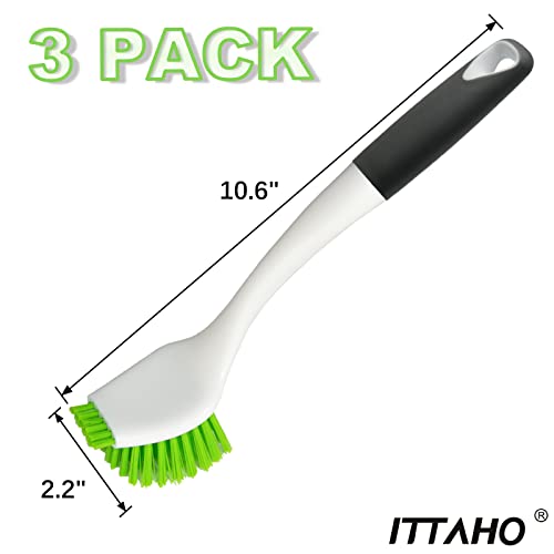 3 Pack Dish Brush,Dish Scrub Brush, Kitchen Scrub Brush for Cleaning Dishes, Double Sided Bristles Scrubber Cleaner for Dishes,Sink,Pots,Pans,Bathroom Shower,Tile,Tubs