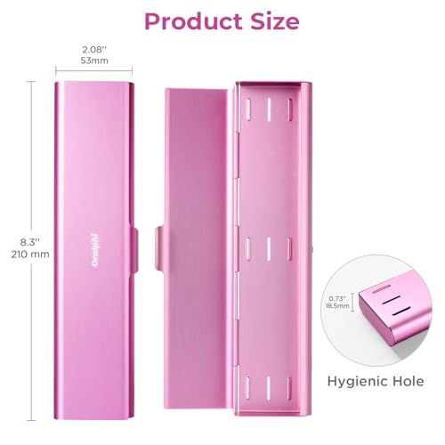Wider Aluminum Toothbrush Travel Case, Portable Travel Toothbrush Holder, Durable Manual Toothbrush Box Container for Traveling, Bathroom, Camping, Business Trip, Pink - color: Pink, size: 1 Pack (Large)
