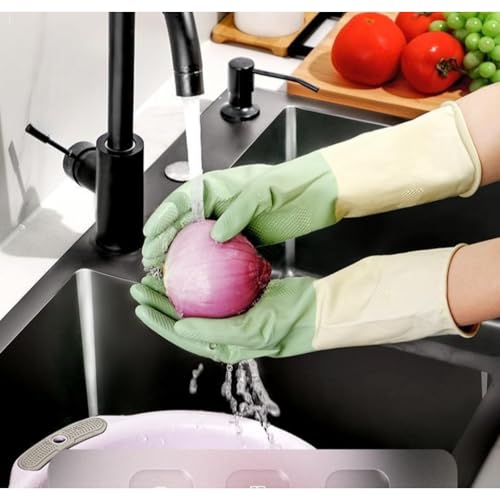 Latex Cleaning Gloves, Heavy Duty Dishwashing Gloves, Reusable Large Gloves for Kitchen, Bathroom, Gardening, Working, Pet Care