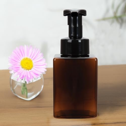 Ginger Lily Farms Foaming Soap Dispenser, Refillable Plastic Pump Bottles for Liquid Hand Soap, 12 oz. Amber Bottle with Black Pump, 2-Pack - style: 12 Oz Amber
