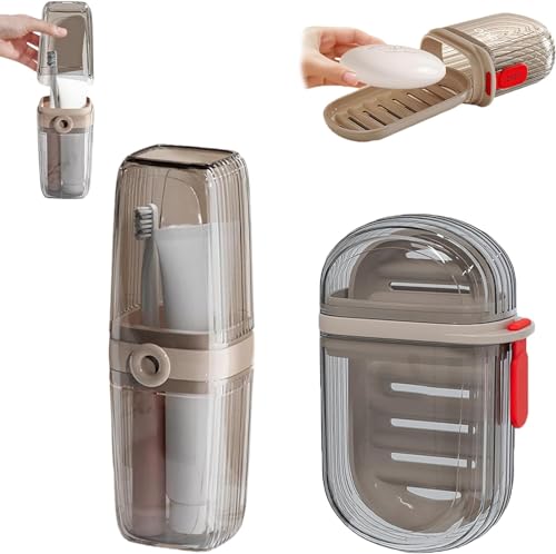 Travel Soap Case Toothbrush Cup Set, Portable Soap Holder, Soap Travel Case, Travel Bar Soap Case with Lid, Leakproof Travel Soap Dish, Bar of Soap Travel Case for Bathroom, Camping, Gym