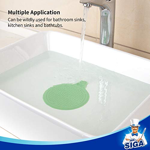 MR.SIGA Silicone Bathtub Stopper, Drain Stopper for Shower, Sink, 5.1" Diameter, 3 Pack - color: Green+blue+grey